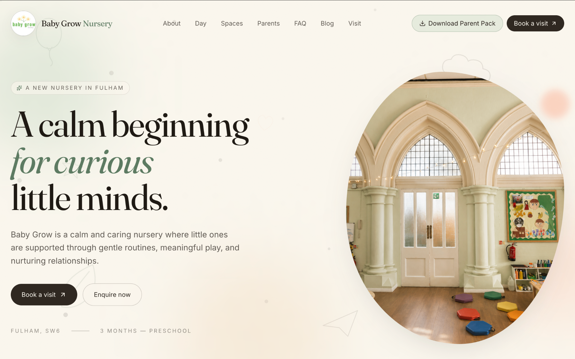 Baby Grow Nursery website designed by Leo Digital