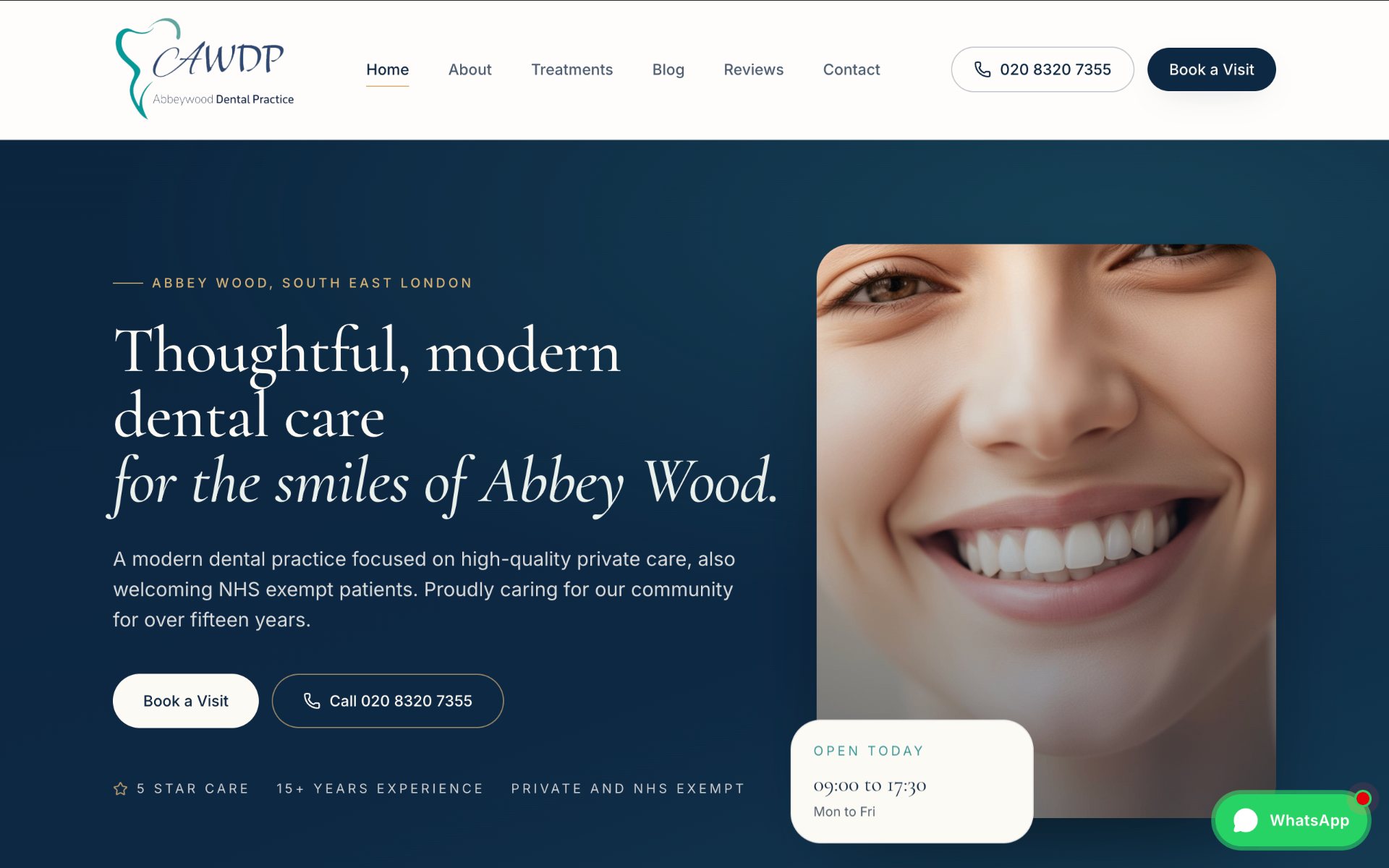 Abbey Wood Dental website designed by Leo Digital