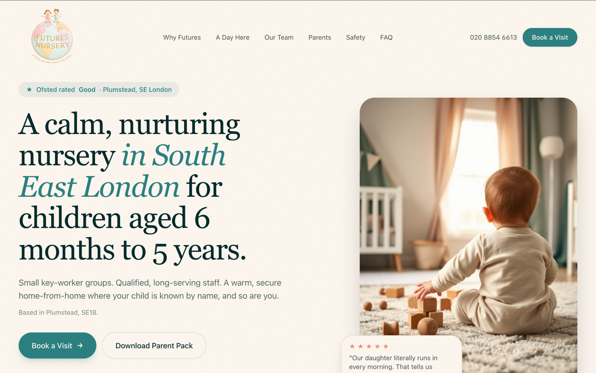 Futures Nursery website designed by Leo Digital