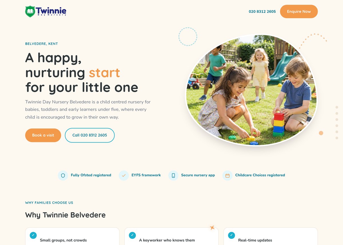 Twinnie Day Nursery website designed by Leo Digital